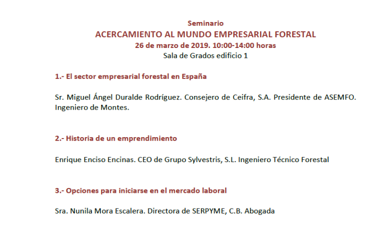 Seminari: Acercamiento al mundo empresarial forestal