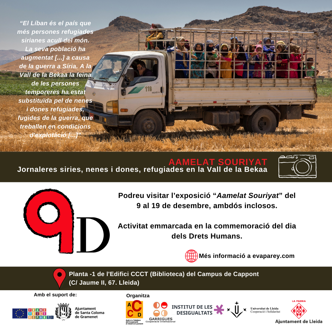 Exposició: Aamelat Souriyat. jornaleres sirianes, dones i nenes, refugiades a la Vall de la Bekaa, de la fotògrafa Eva Parey