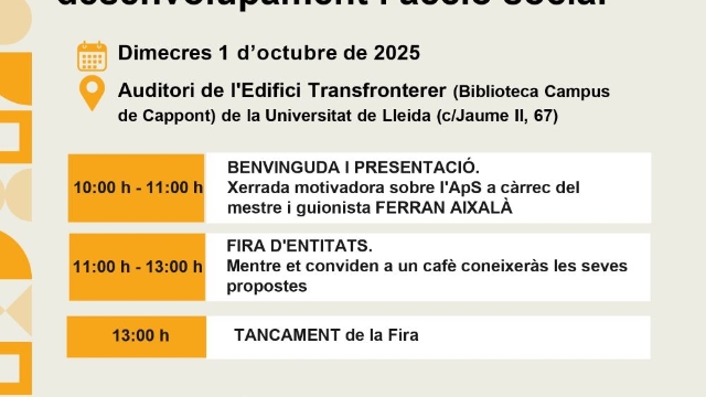 Fira d'entitats: Fes un TDG/TFM amb impacte real des de l'Aprenentatge Servei (ApS)