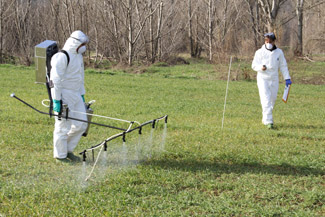Membres del grup de Malherbologia de la UdL, realitzant aplicacions herbicides en parcel·les experimentals / Universitat de Lleida UdL