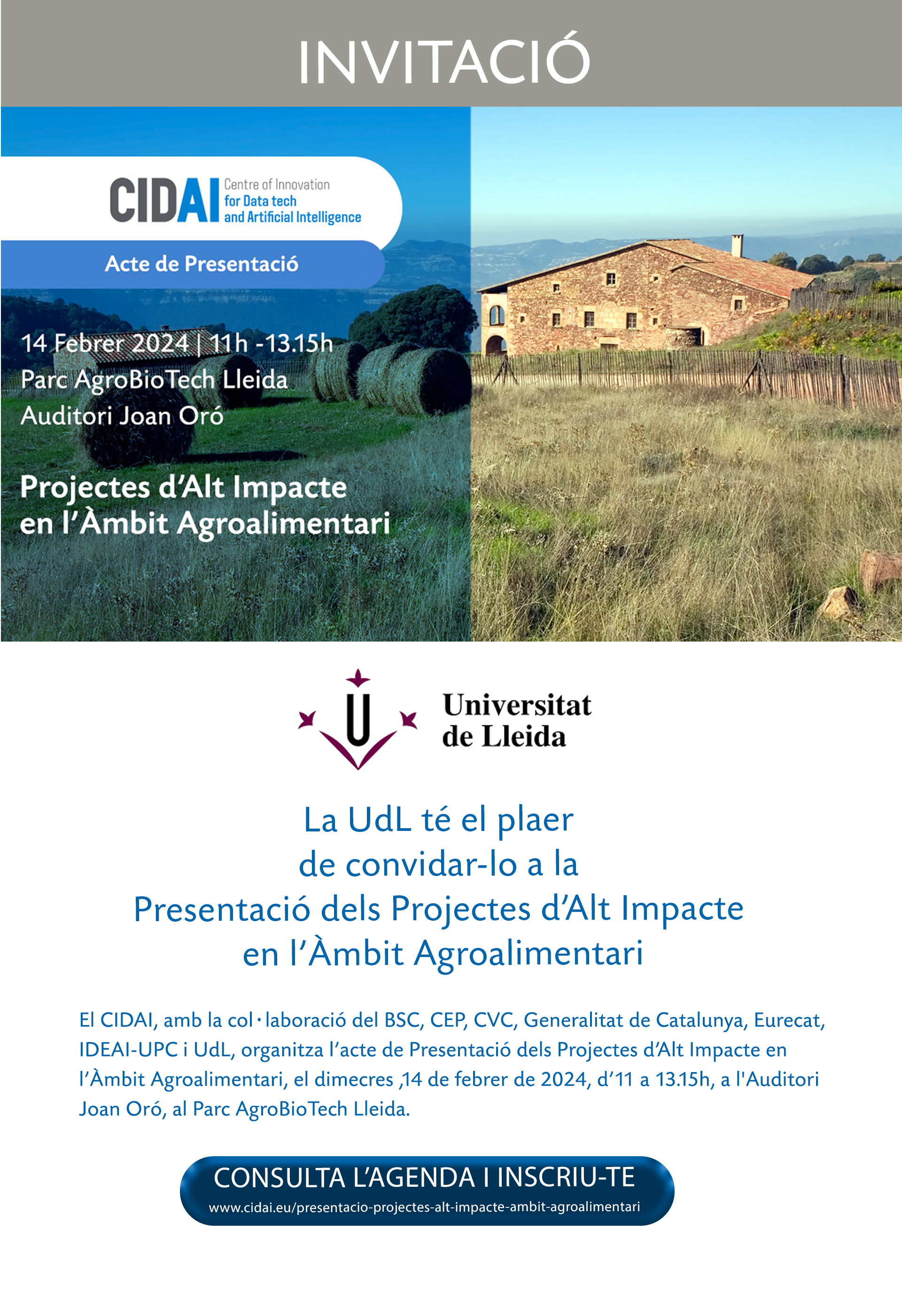 Presentació: Projectes d’Alt Impacte en l’Àmbit Agroalimentari.