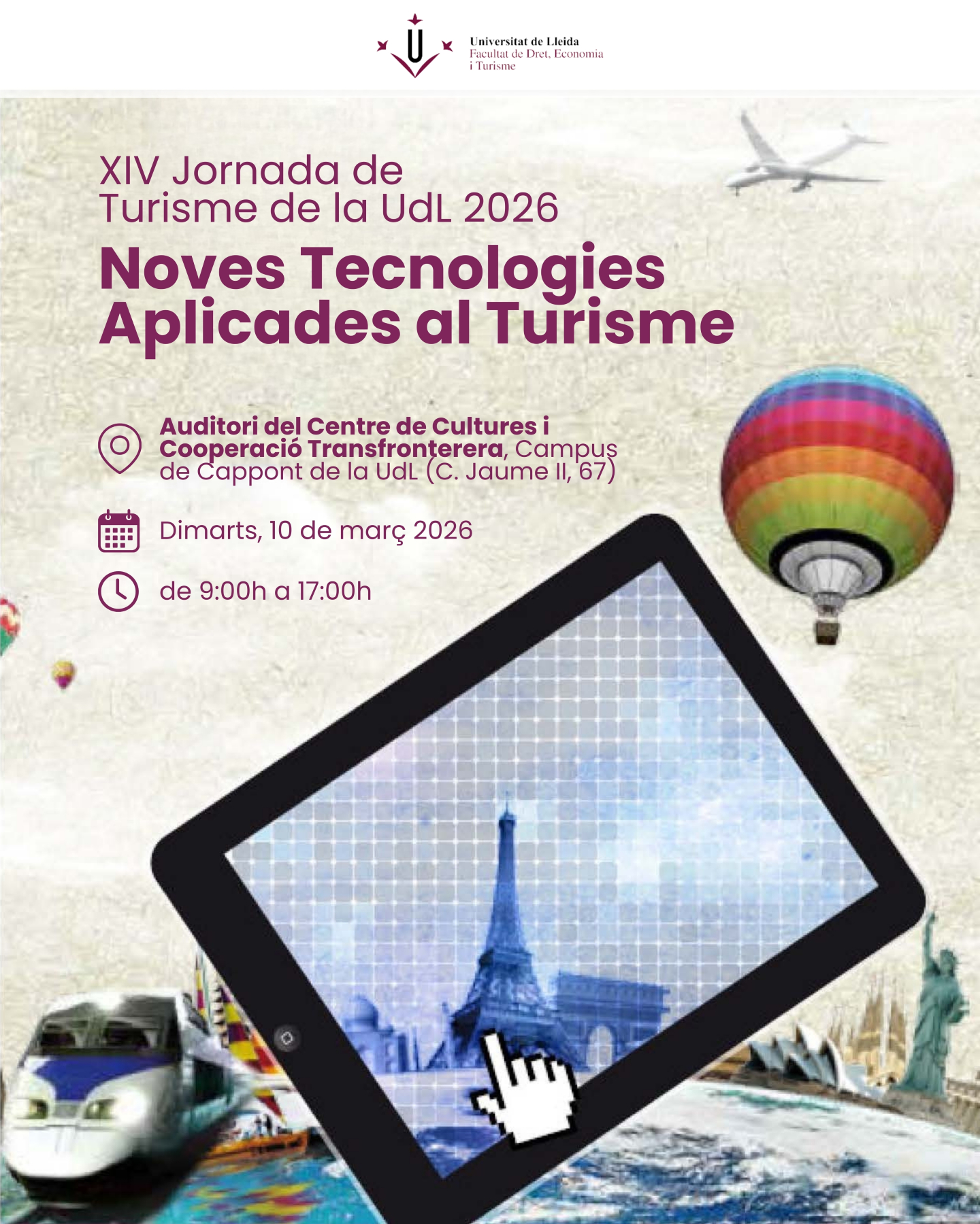 XIV Jornada de Turisme de la UdL: Noves Tecnologies Aplicades al Turisme