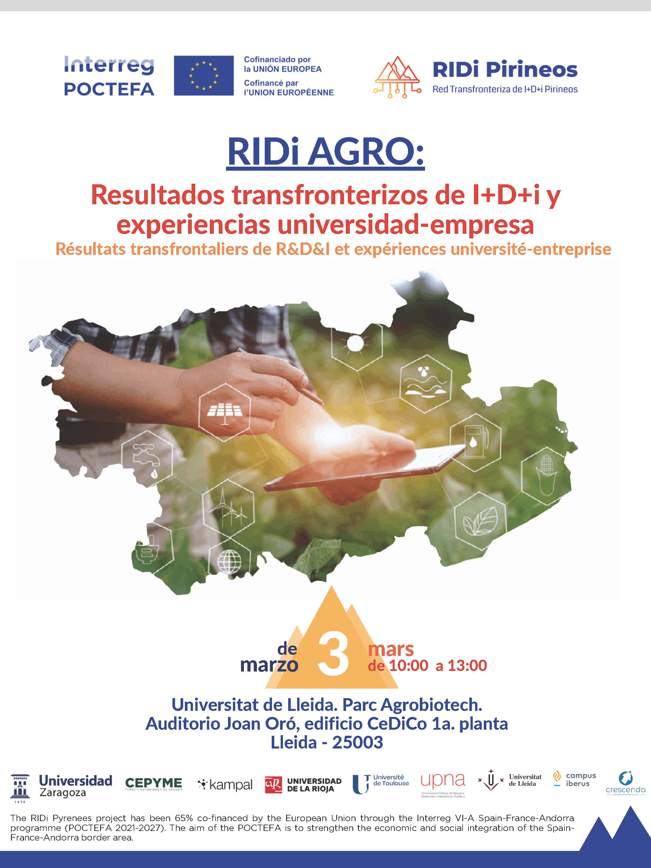 Sessió del projecte POCTEFA RIDi Pirineus: Resultados transfronterizos de I+D+i y experiencias universidad-empresa.