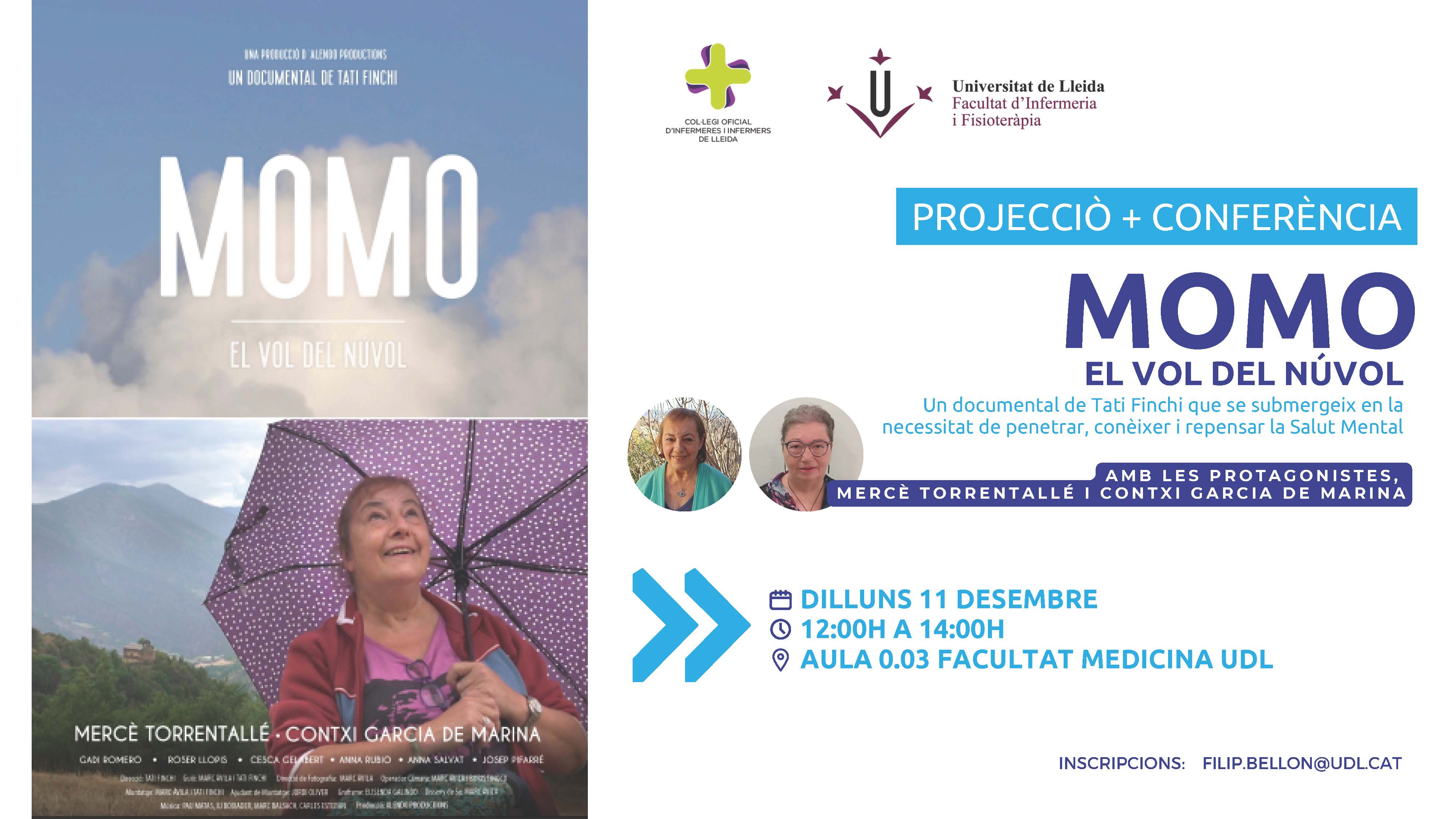 Projecció del curtmetratge documental: Momo. El vol del núvol Projecció del curtmetratge documental: Momo. El vol del núvol