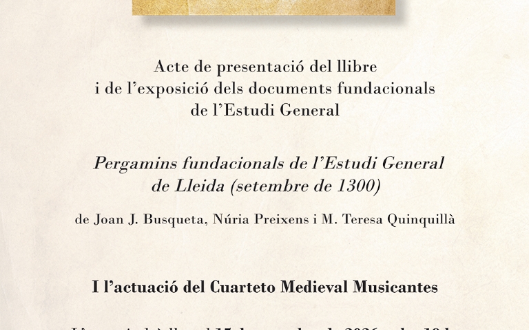 Presentació del llibre Pergamins fundacionals de l'Estudi General de Lleida (setembre de 1300)
