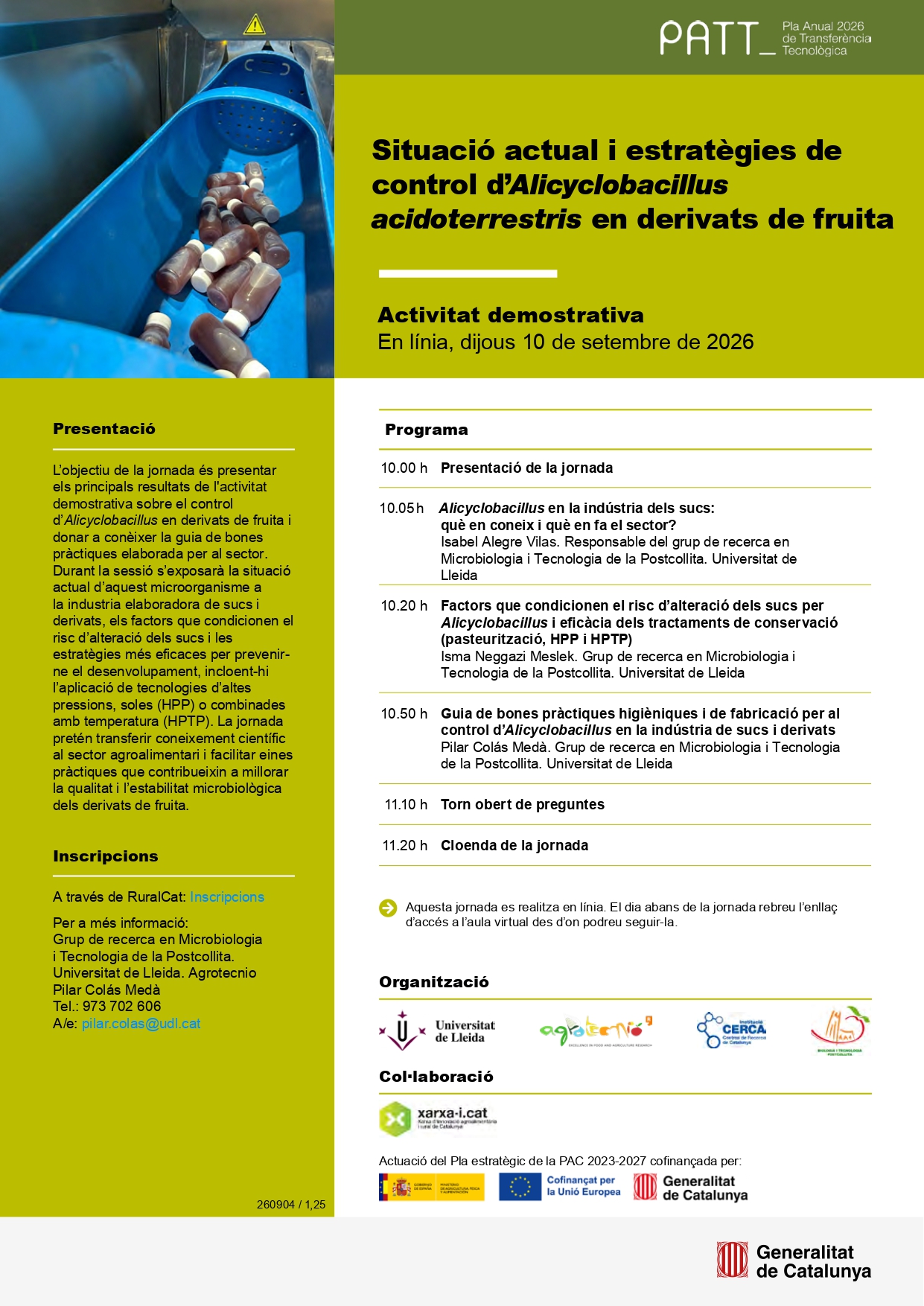 Situació actual i estratègies de control d’Alicyclobacillus acidoterrestris en derivats de fruita