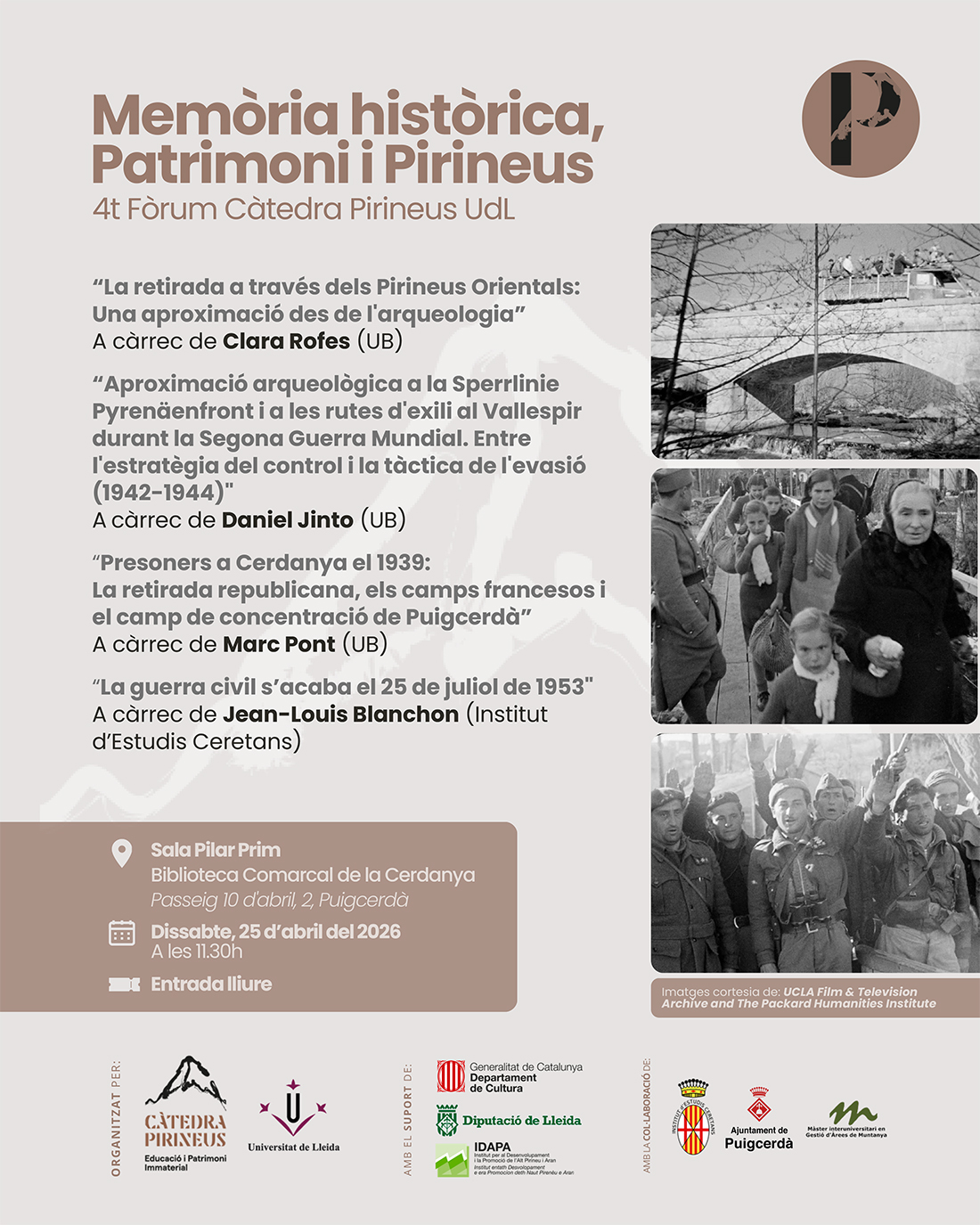 4t Fòrum Càtedra Pirineus UdL: Memòria històrica, Patrimoni i Pirineus