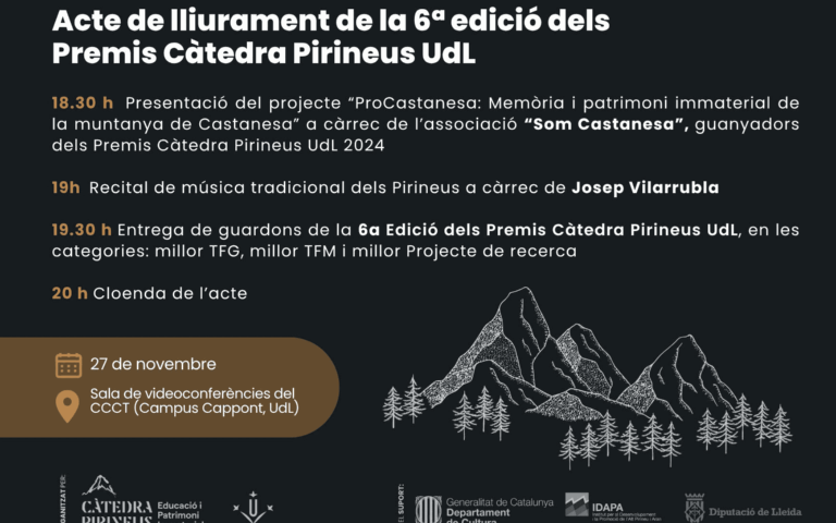 Acte de lliurament de la 6a edició dels Premis Càtedra Pirineus UdL