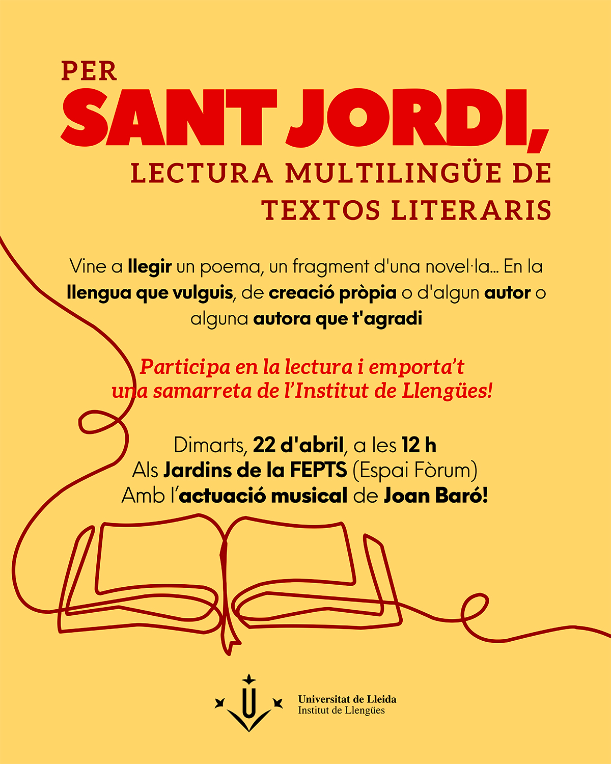 Per Sant Jordi, vine a llegir! Lectura multilingüe de textos literaris Per Sant Jordi, vine a llegir! Lectura multilingüe de textos literaris