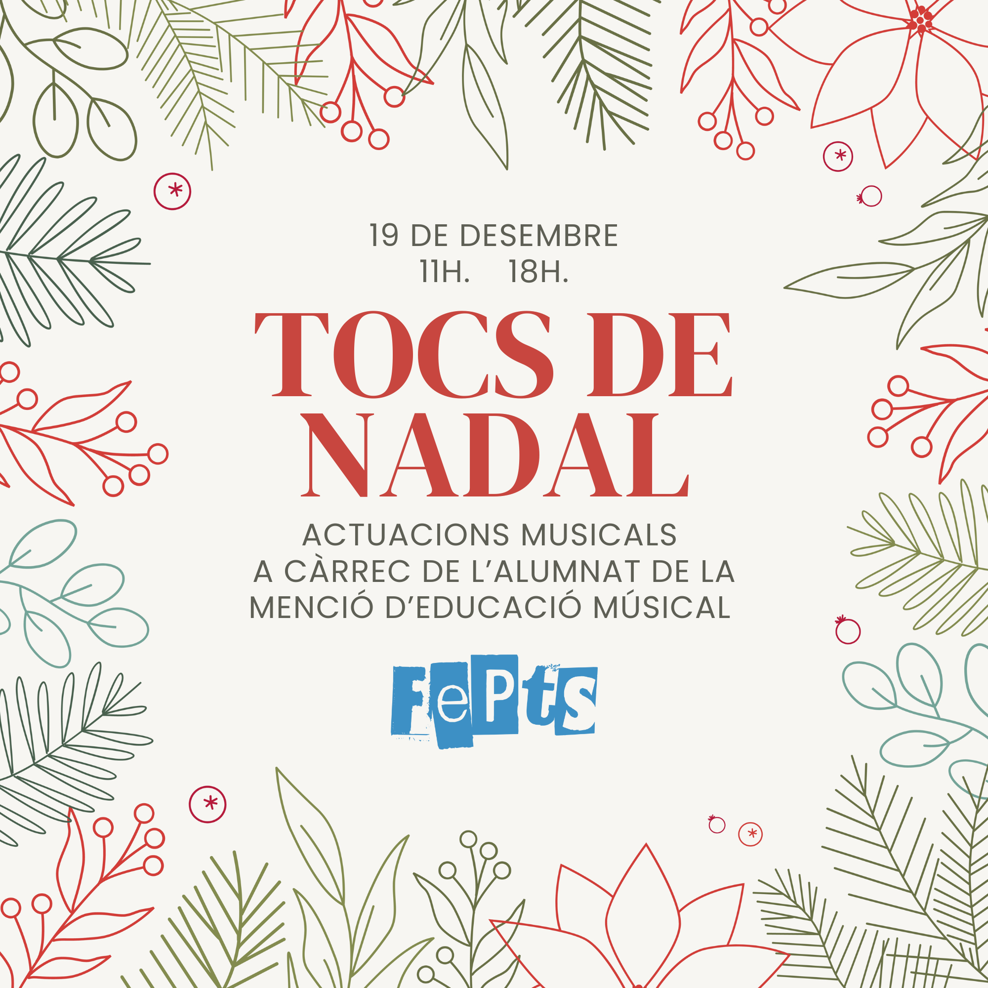 Tocs de Nadal: actuacions musicals a càrrec de l'alumnat de la menció musical.