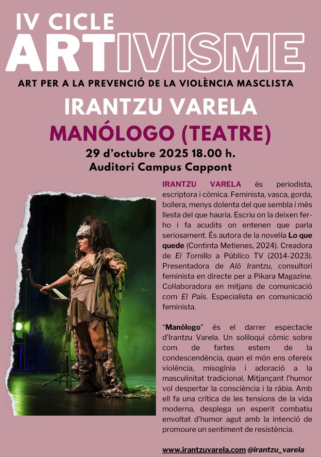 IV Cicle Artivisme: Art per a la prevenció de la violència masclista: Irantzu Varela IV Cicle Artivisme: Art per a la prevenció de la violència masclista: Irantzu Varela