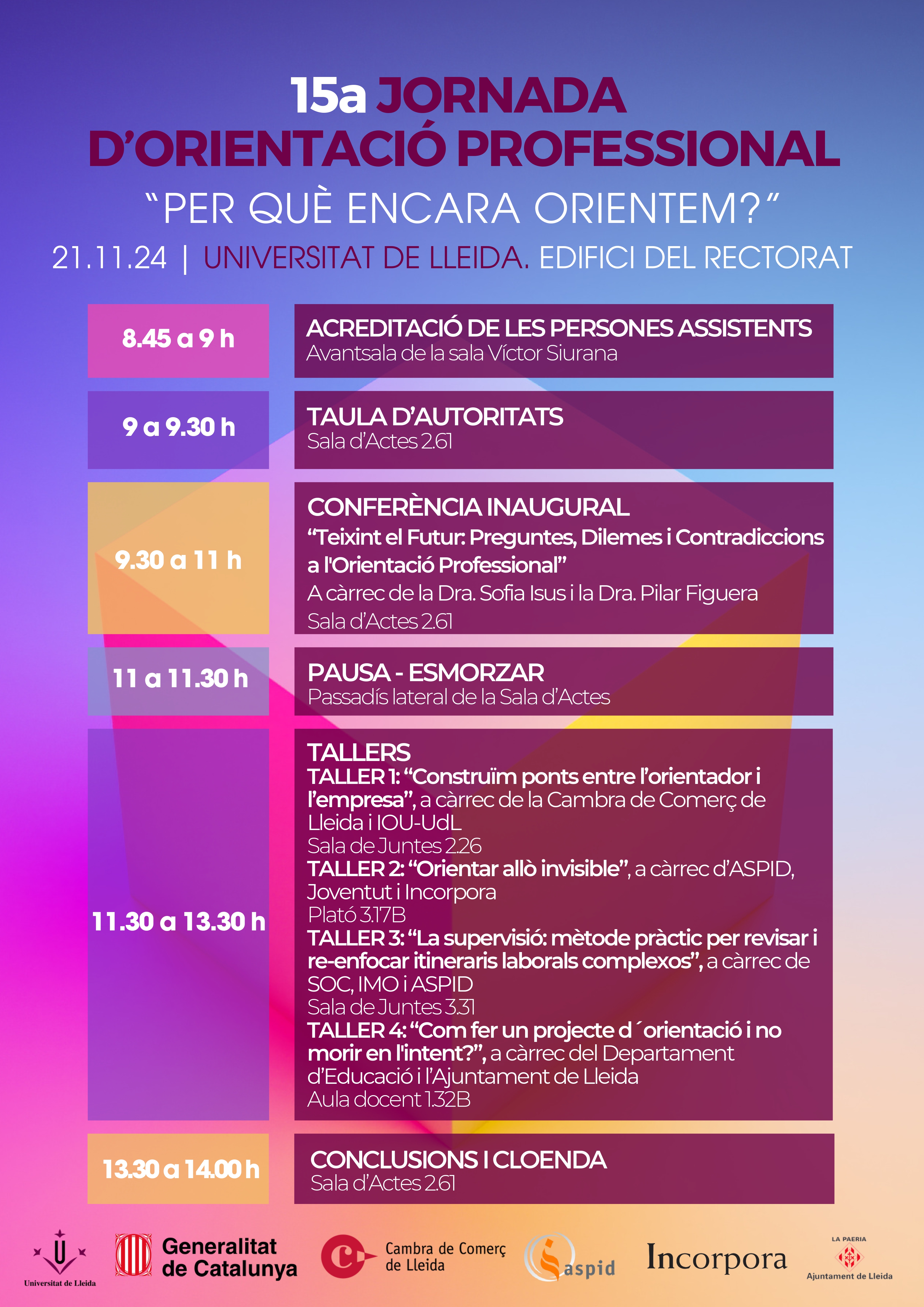 Jornada d'Orientació Professional a les Terres de Lleida - 21 de novembre de 2024