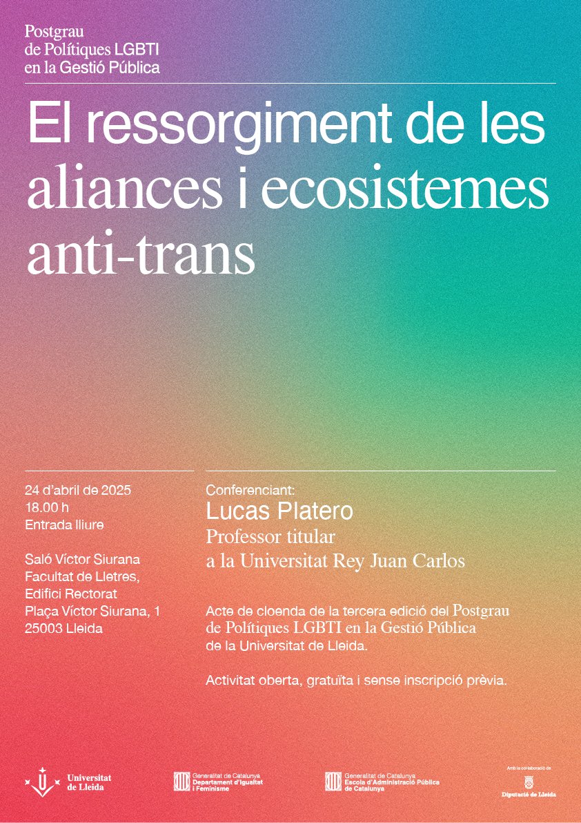 Conferència de cloenda de la 3ª edició del Postgrau de polítiques LGBTI en la gestió pública Conferència de cloenda de la 3ª edició del Postgrau de polítiques LGBTI en la gestió pública