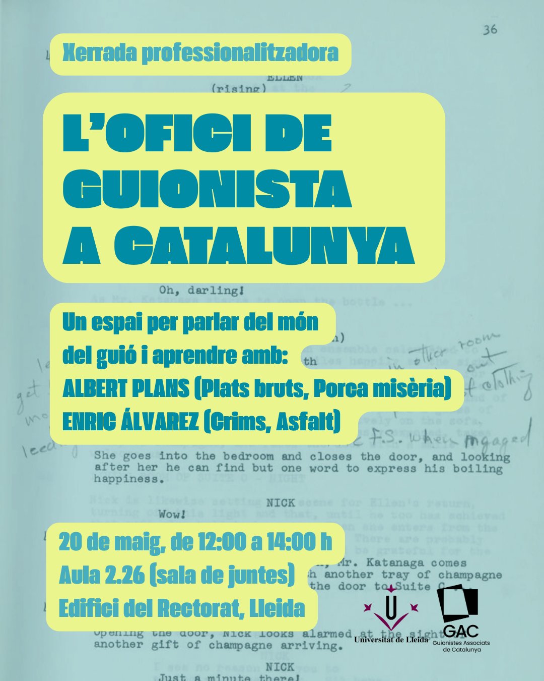 Conferència: L'ofici de guionista a Catalunya