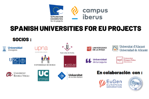 Campus Iberus: Spanish Universities for EU projects. SOCIOS: Universidad de Zaragoza, UPNA, UDL, Universidad de la Rioja, Universidad de Alicante, USC, Universidad de Burgos, UCLM, Universidad de la Laguna, UPF, Universitat Rovira i Virgili, UC, Universitat de les Illles Balears. En colaboración con: Eu Gen (European Generation) Y EPA